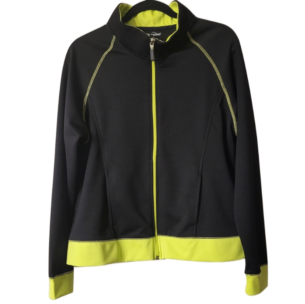 Be Inspired Lightweight Women's Jacket Size XL Black and Neon yellow